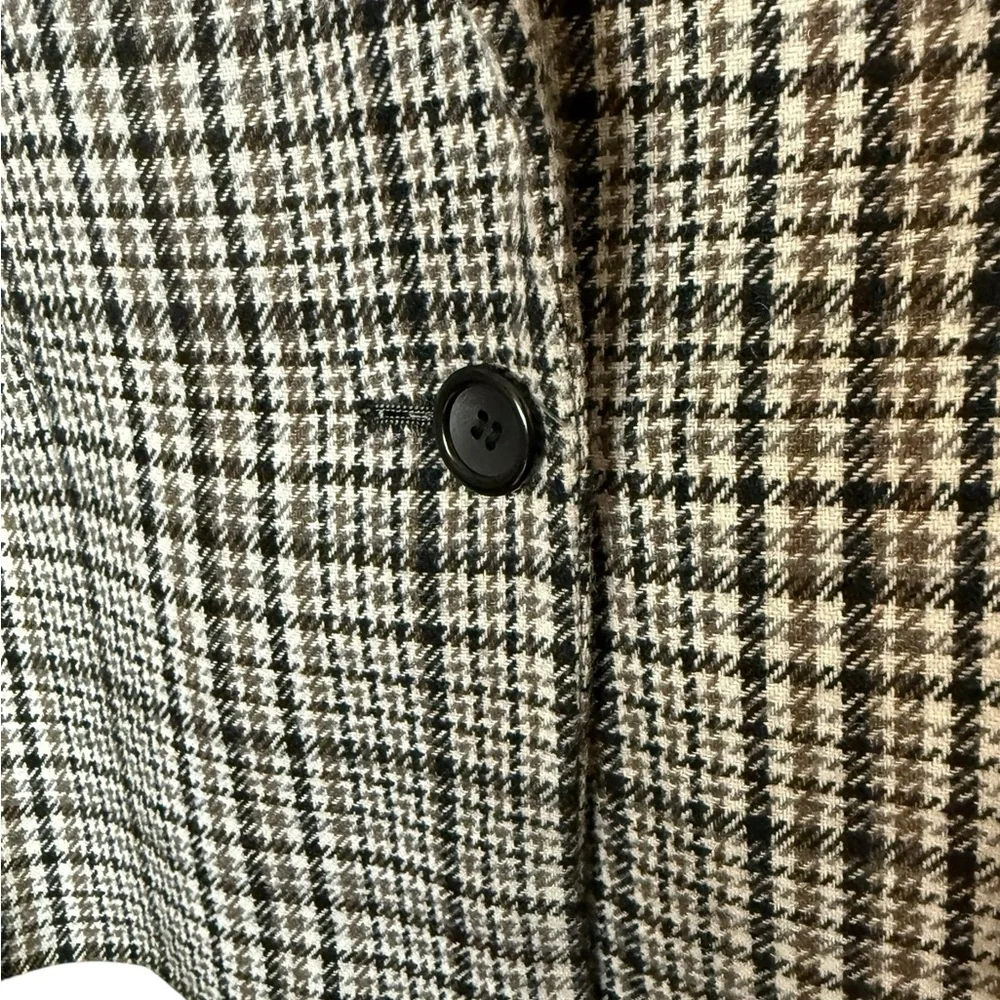 Vintage Peabody House Houndstooth Wool Blend Blazer Jacket Brown Beige Size 14 - Picture 11 of 14